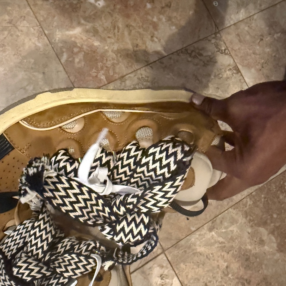 Lanvin Brown and Black Chevron Lace Sneakers